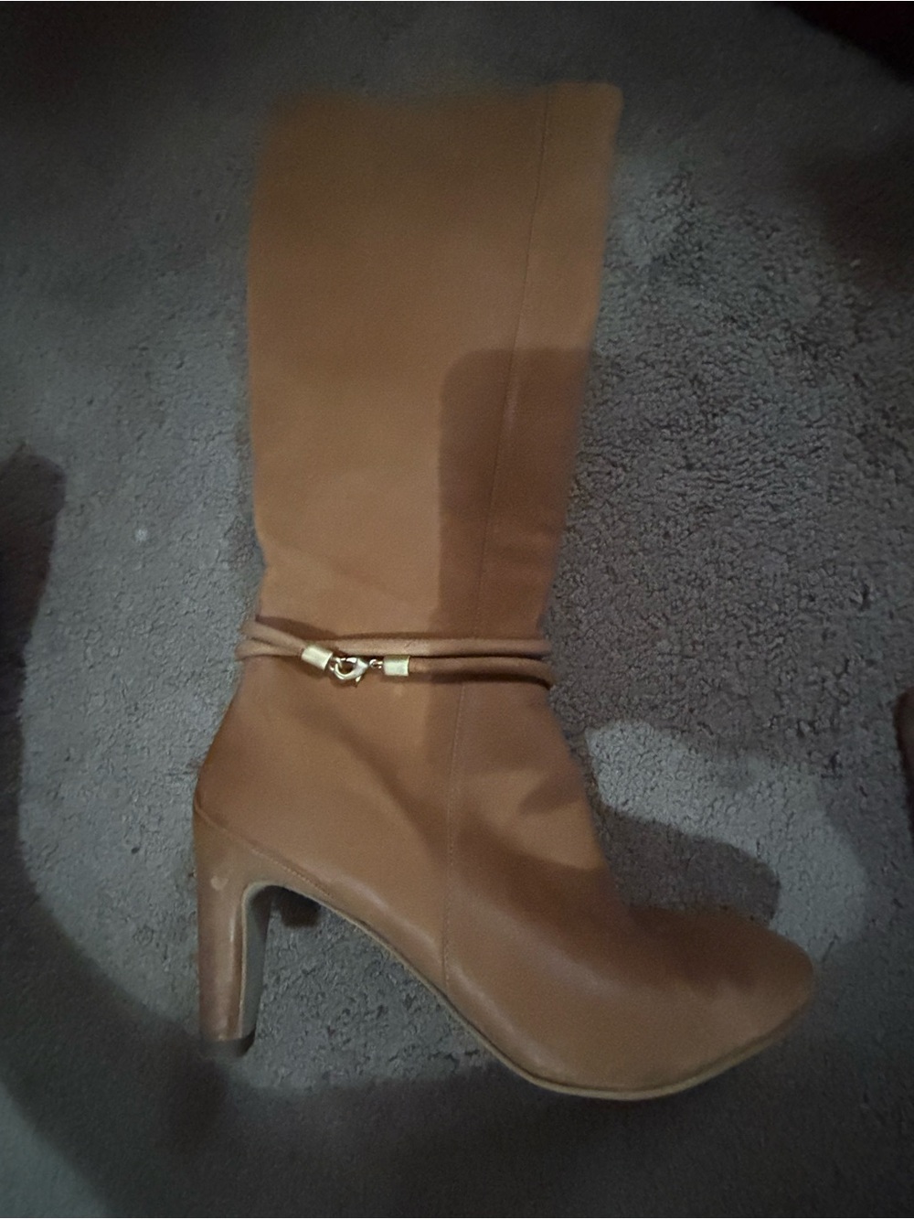 Ecco Brown Mid-Calf Leather Heeled Boots with Wrap Strap